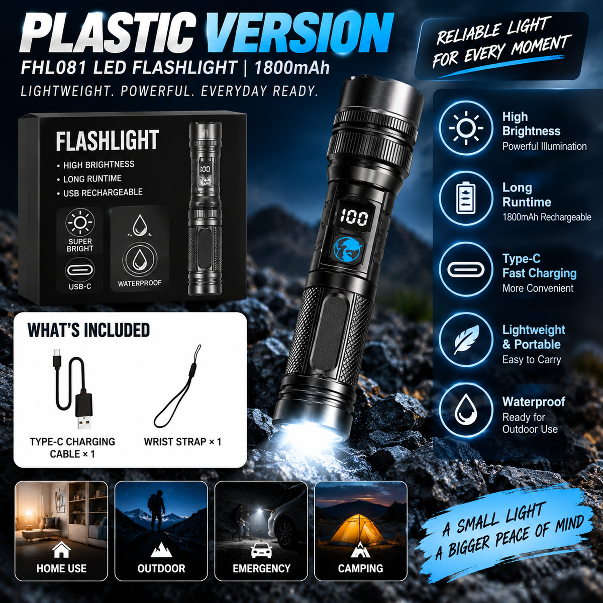 🔦🔥 Aluminum Alloy High-Power Flashlight – Zoomable & Rechargeable