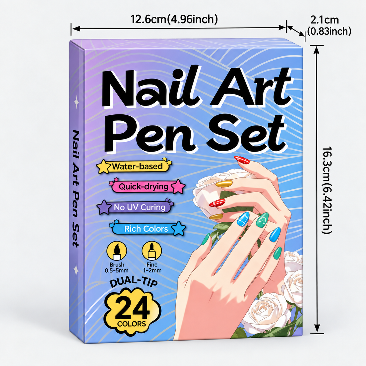 💅 12/24 Color Nail Art Pen Set – Dual-Tip Drawing & Dotting Markers