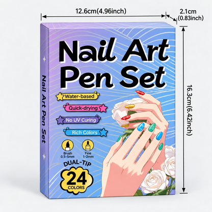 💅 12/24 Color Nail Art Pen Set – Dual-Tip Drawing & Dotting Markers