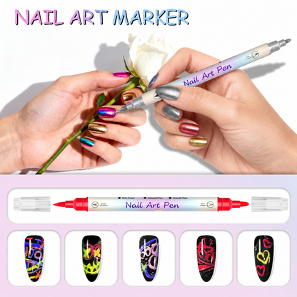 💅 12/24 Color Nail Art Pen Set – Dual-Tip Drawing & Dotting Markers
