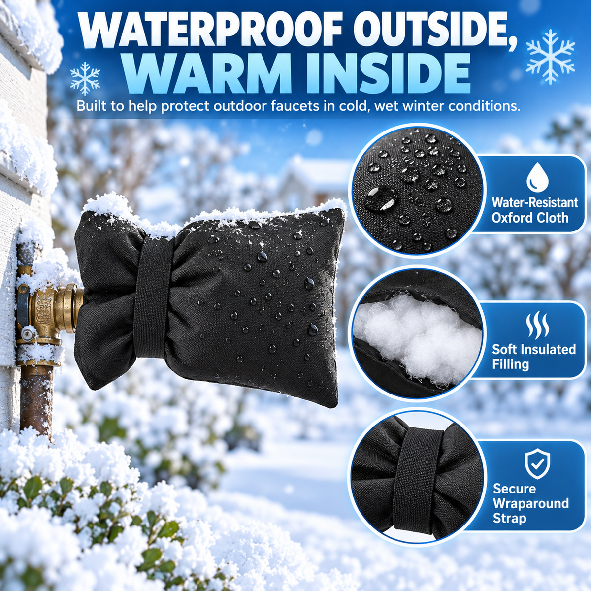 ❄️ Insulated Outdoor Faucet Shield – Cold-Weather Spigot Freeze Protection