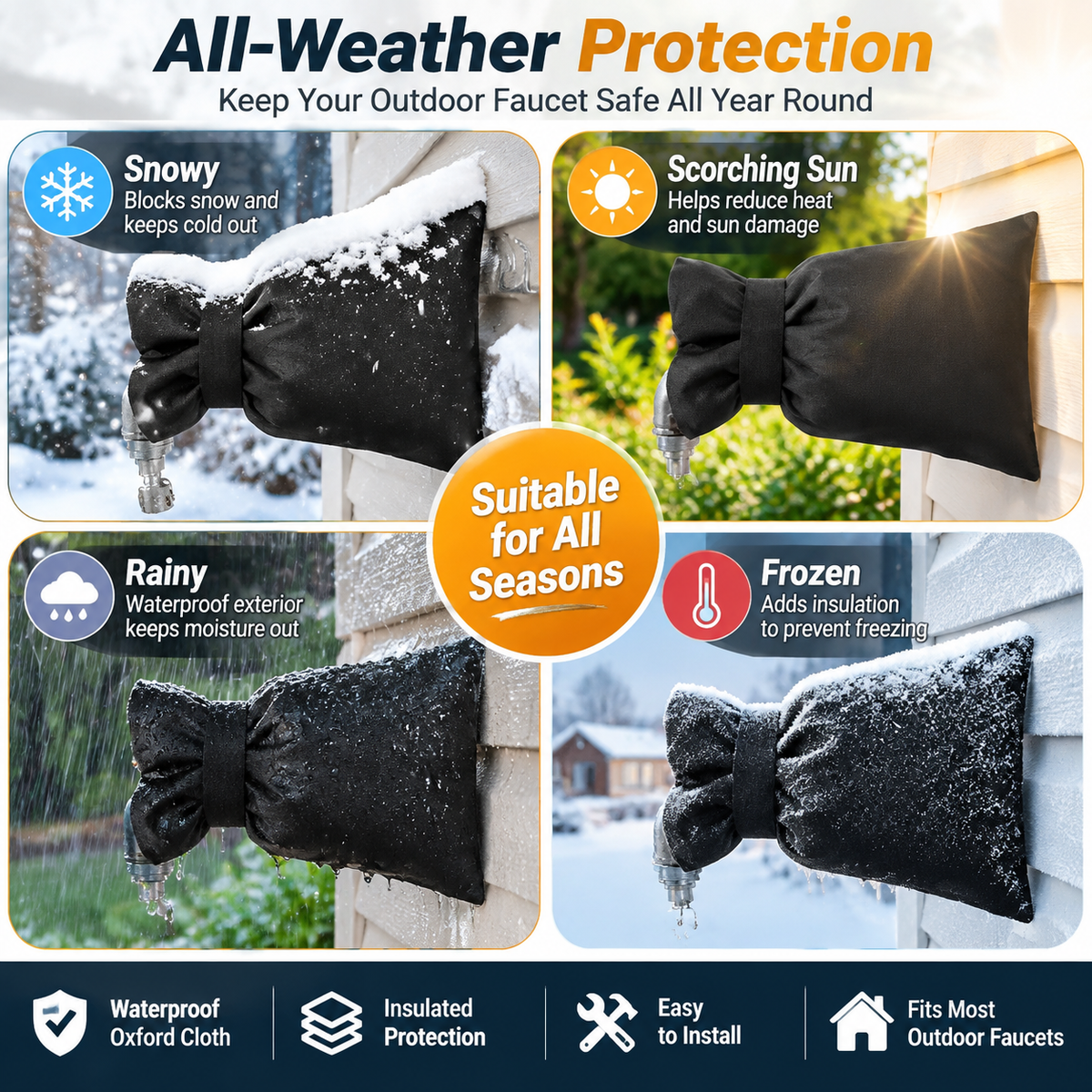 ❄️ Insulated Outdoor Faucet Shield – Cold-Weather Spigot Freeze Protection