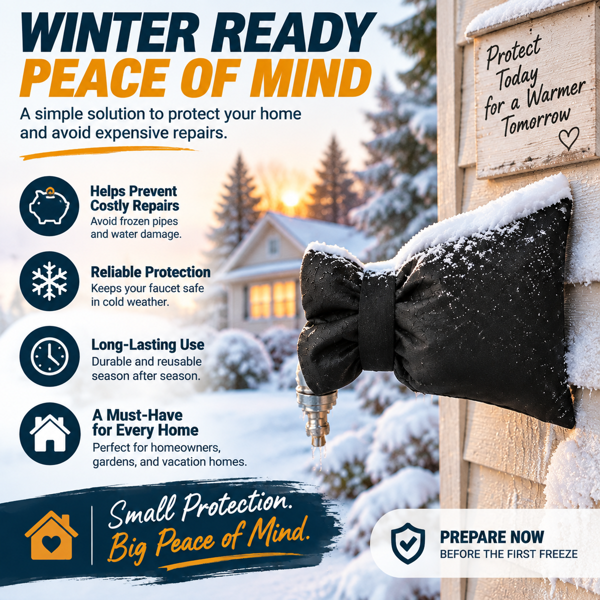 ❄️ Insulated Outdoor Faucet Shield – Cold-Weather Spigot Freeze Protection