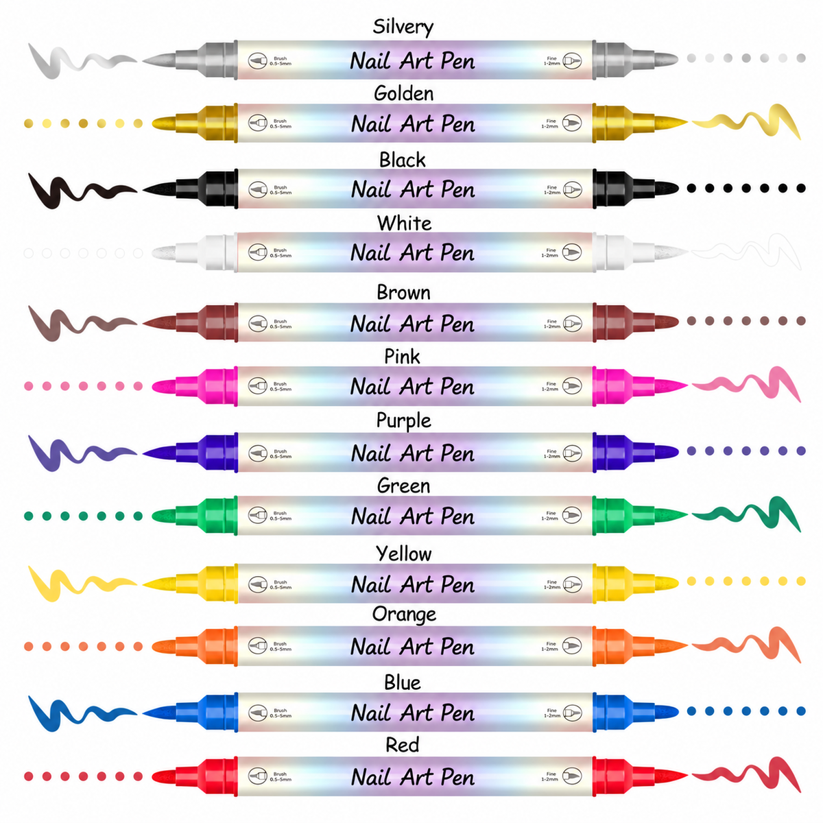 💅 12/24 Color Nail Art Pen Set – Dual-Tip Drawing & Dotting Markers