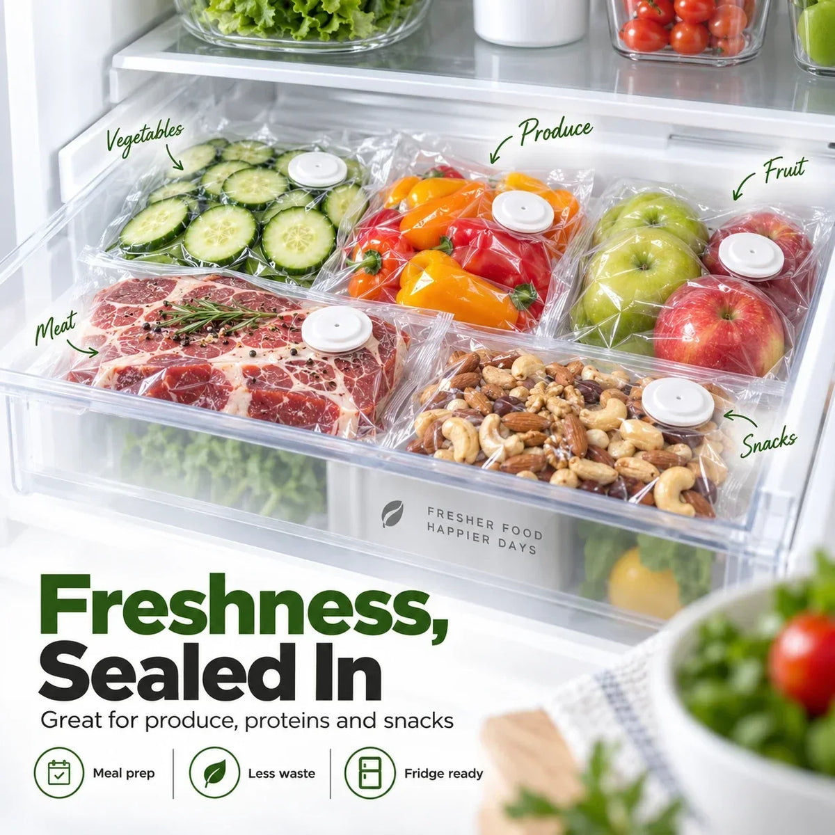 Cordless Vacuum Sealer & Reusable Vacuum Bags