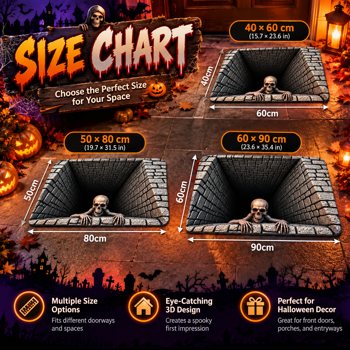 🎃 Spooky Halloween Entryway Mat with 3D Skull and Creepy Clown Design 👻
