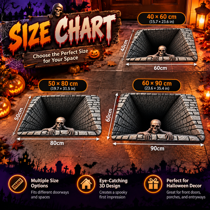 🎃 Spooky Halloween Entryway Mat with 3D Skull and Creepy Clown Design 👻