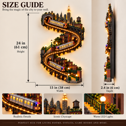 American City Transit Trail Light – Illuminated 3D Skyline Wall Décor