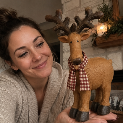 Rustic Farmhouse Reindeer Figurine