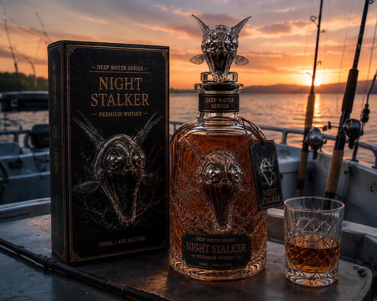 🌊 Night Stalker Deep Water Whiskey Decanter – 3D Deep-Sea Creature Collector Bottle & Unique Gift