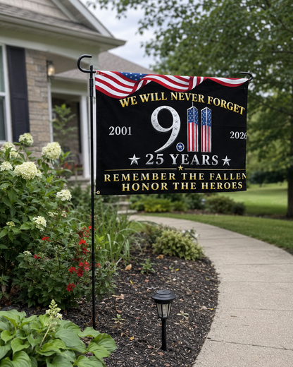 25 Years 911 Memorial Grommet Flag, Remember Honor Heroes Never Forget Flag