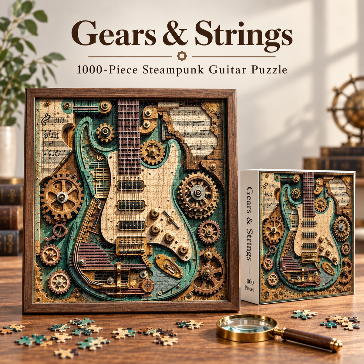 🧩 Gears & Strings Steampunk Guitar Jigsaw Puzzle