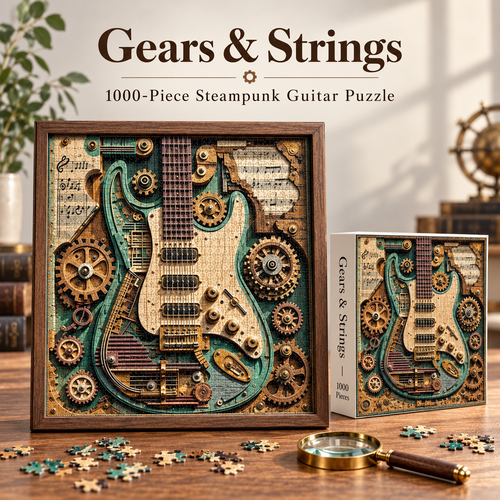 🧩 Gears & Strings Steampunk Guitar Jigsaw Puzzle