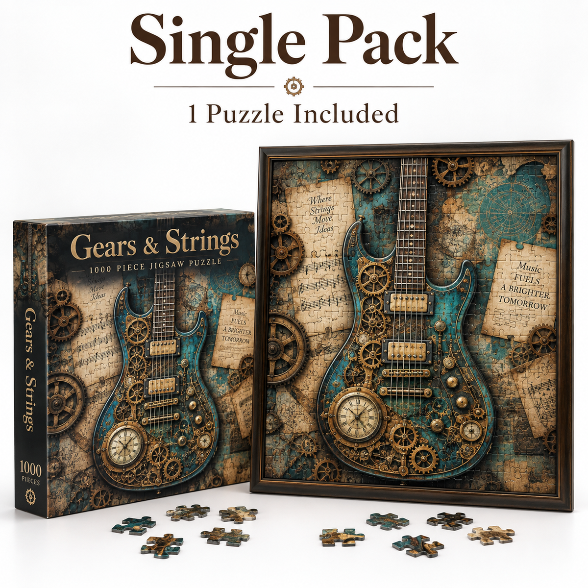 🧩 Gears & Strings Steampunk Guitar Jigsaw Puzzle