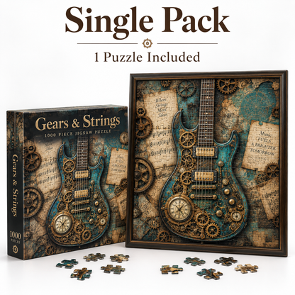🧩 Gears & Strings Steampunk Guitar Jigsaw Puzzle