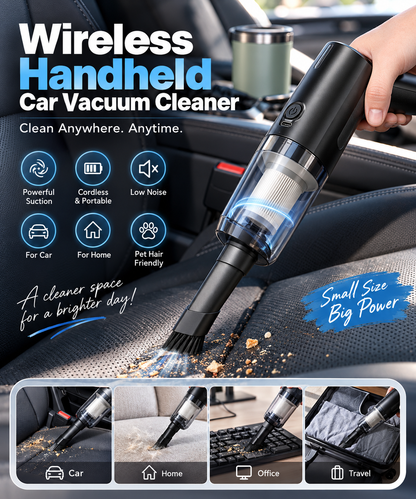🔥 Wireless Handheld Car Vacuum Cleaner, Portable Cordless Vacuum with Multiple Nozzles