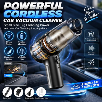 🔥 Wireless Handheld Car Vacuum Cleaner, Portable Cordless Vacuum with Multiple Nozzles