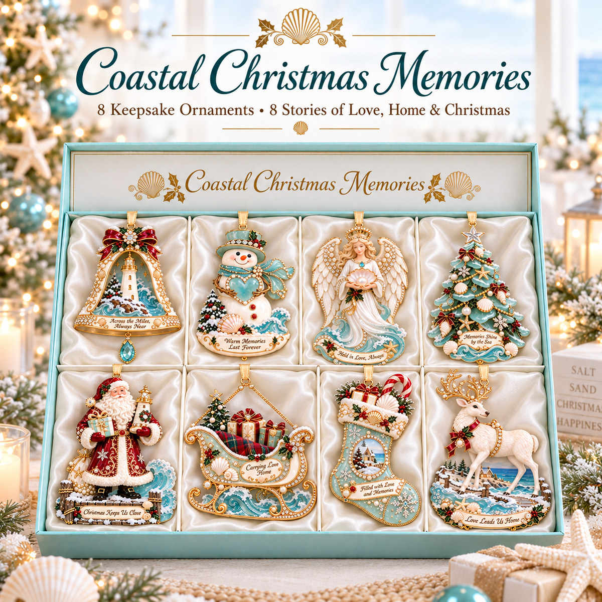 🌊 Coastal Beach Christmas Tree Ornaments, Seaside Xmas Decor