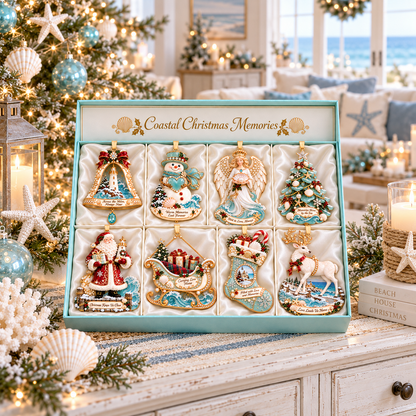 🌊 Coastal Beach Christmas Tree Ornaments, Seaside Xmas Decor