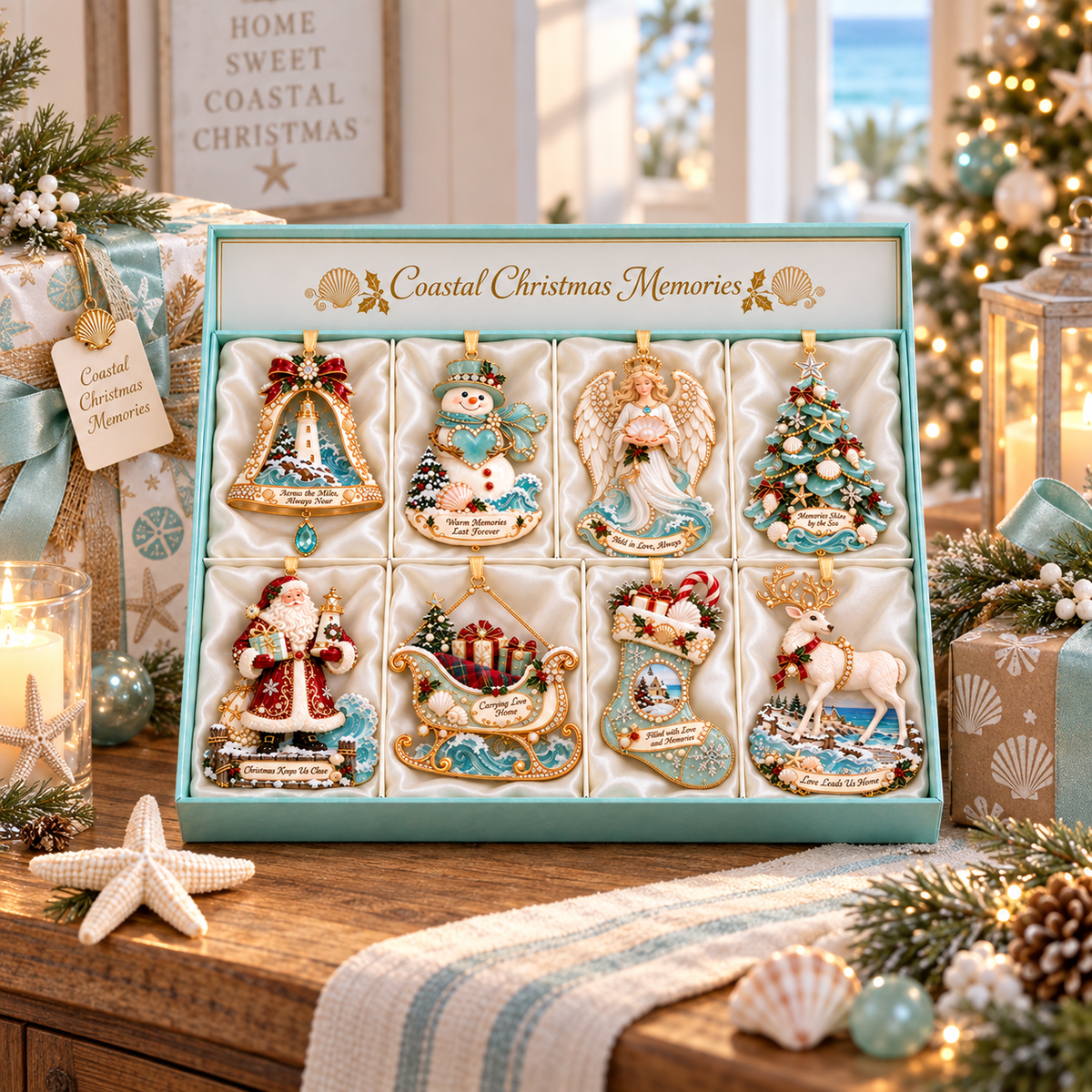 🌊 Coastal Beach Christmas Tree Ornaments, Seaside Xmas Decor