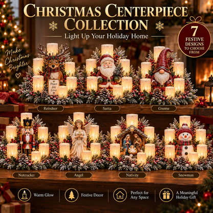 💯🌲Christmas Lighted Centerpiece with Flameless Candle Glow