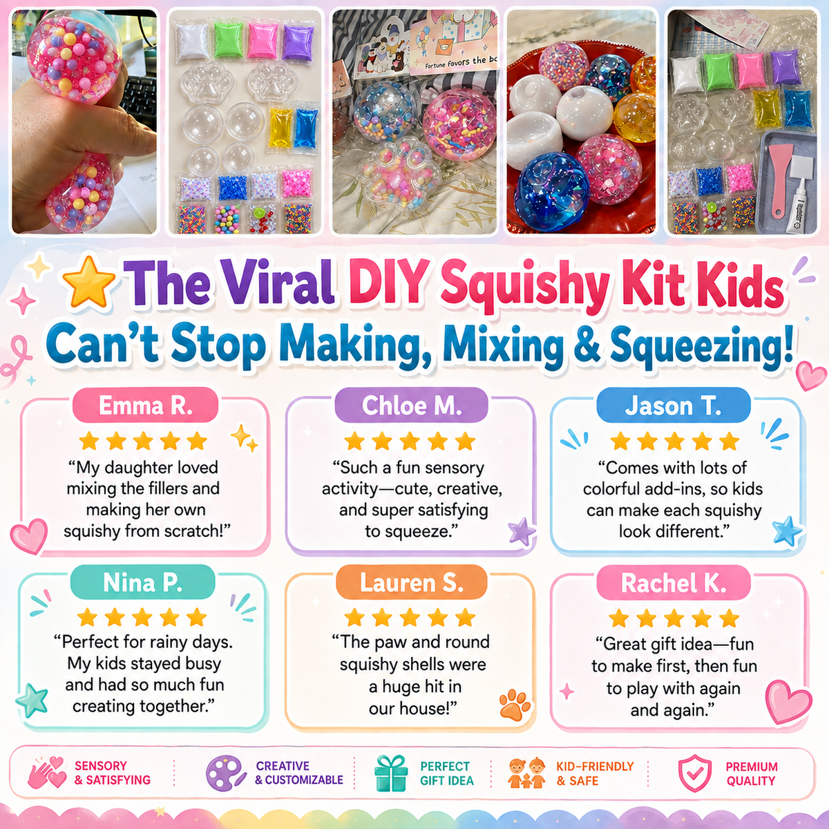 🎨 Kids DIY Squishy Maker Kit – Mix, Fill & Create Your Own