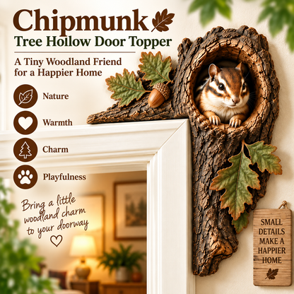 ⏰LAST DAY 50% OFF 🐿️ Chipmunk Tree Hollow Door Topper | Woodland Doorway Decor