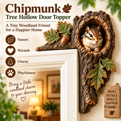 ⏰LAST DAY 50% OFF 🐿️ Chipmunk Tree Hollow Door Topper | Woodland Doorway Decor