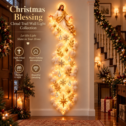 🙏 Christmas Blessing Cloud Trail Wall Light | Holy Family Holiday Decor