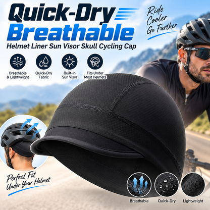 🚴 Quick-Dry Cycling Cap – Breathable Helmet Liner with Sun Visor