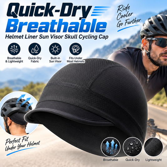 🚴 Quick-Dry Cycling Cap – Breathable Helmet Liner with Sun Visor