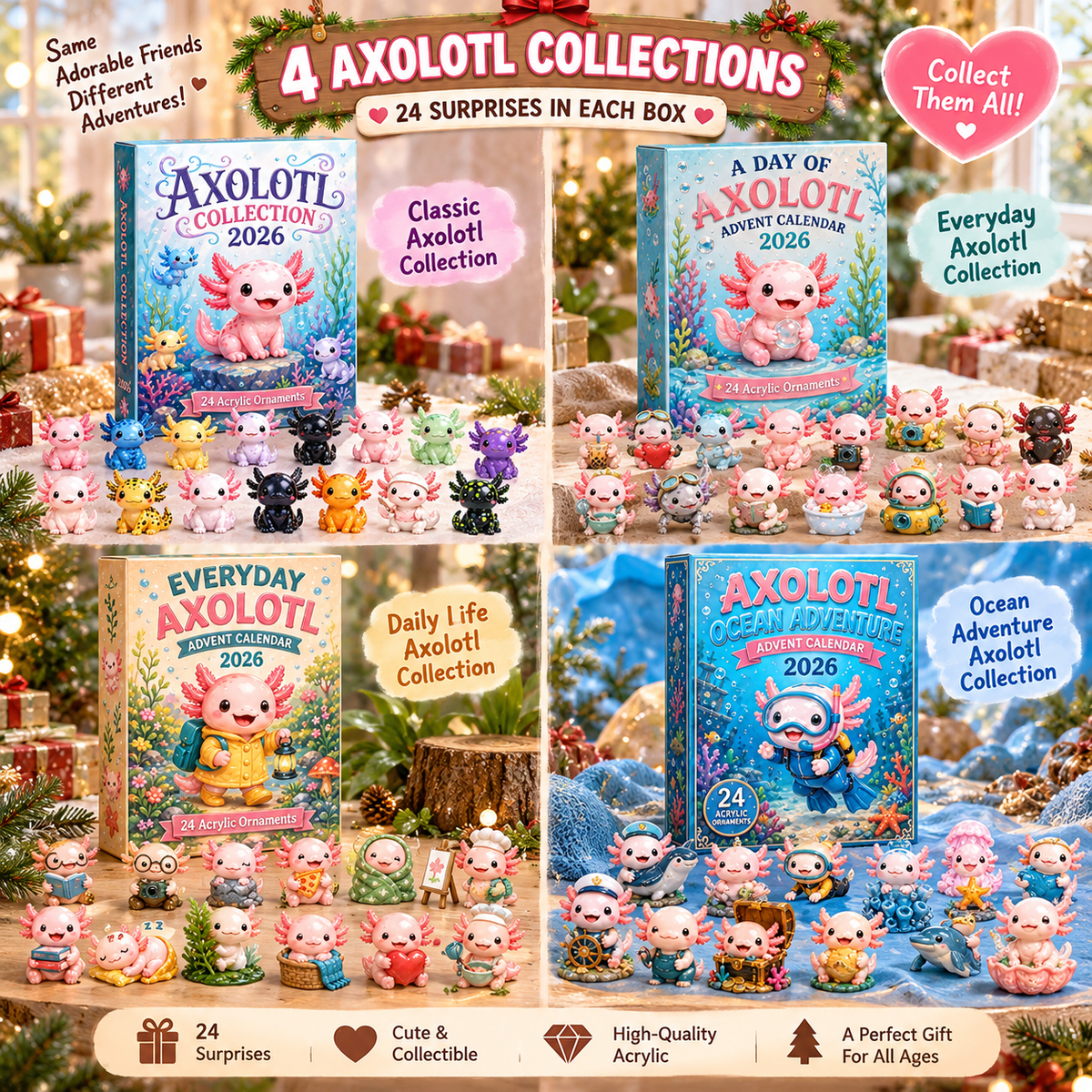 🎄 2026 Axolotl Advent Calendar – 24 Days of Tiny Axolotl Surprises