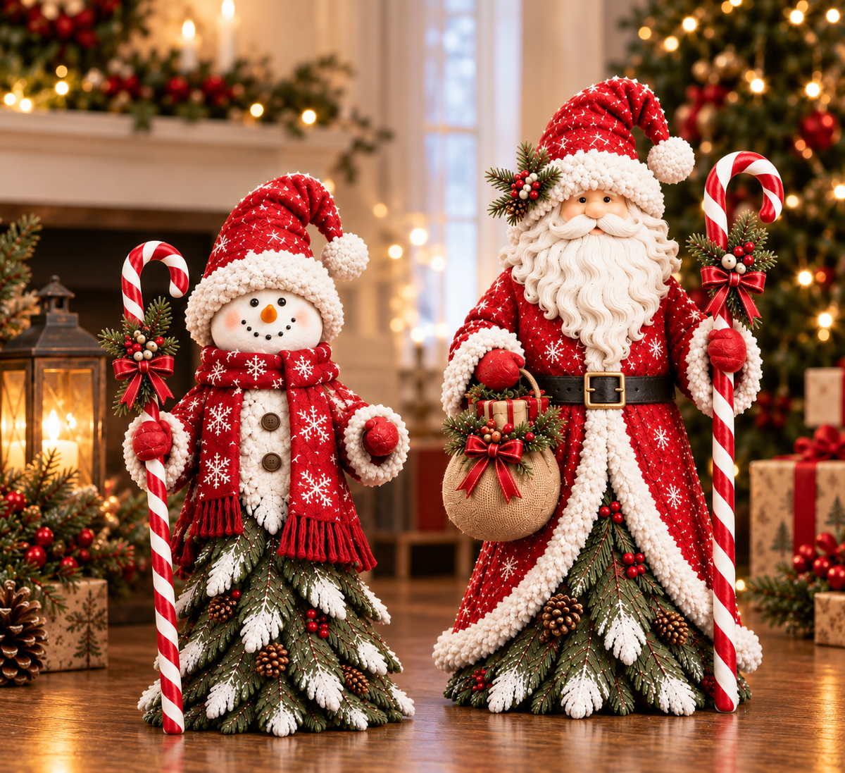 🎅Christmas Resin Figurine | ⛄Snowman Santa Claus Tabletop Decor, Christmas Tree Base Design Holiday Ornament