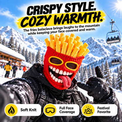 😂 Snack Attack Knit Hood – Cozy Full-Face Cover for Slopes and Snow Days