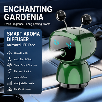 Cute Robot Car Diffuser – Auto-Sensing Mist & LED Vent Freshener
