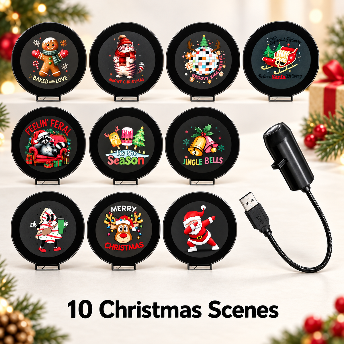 🎄✨Plug‑&‑Play HD Christmas Projector | 6 /10 Festive Holiday Scenes