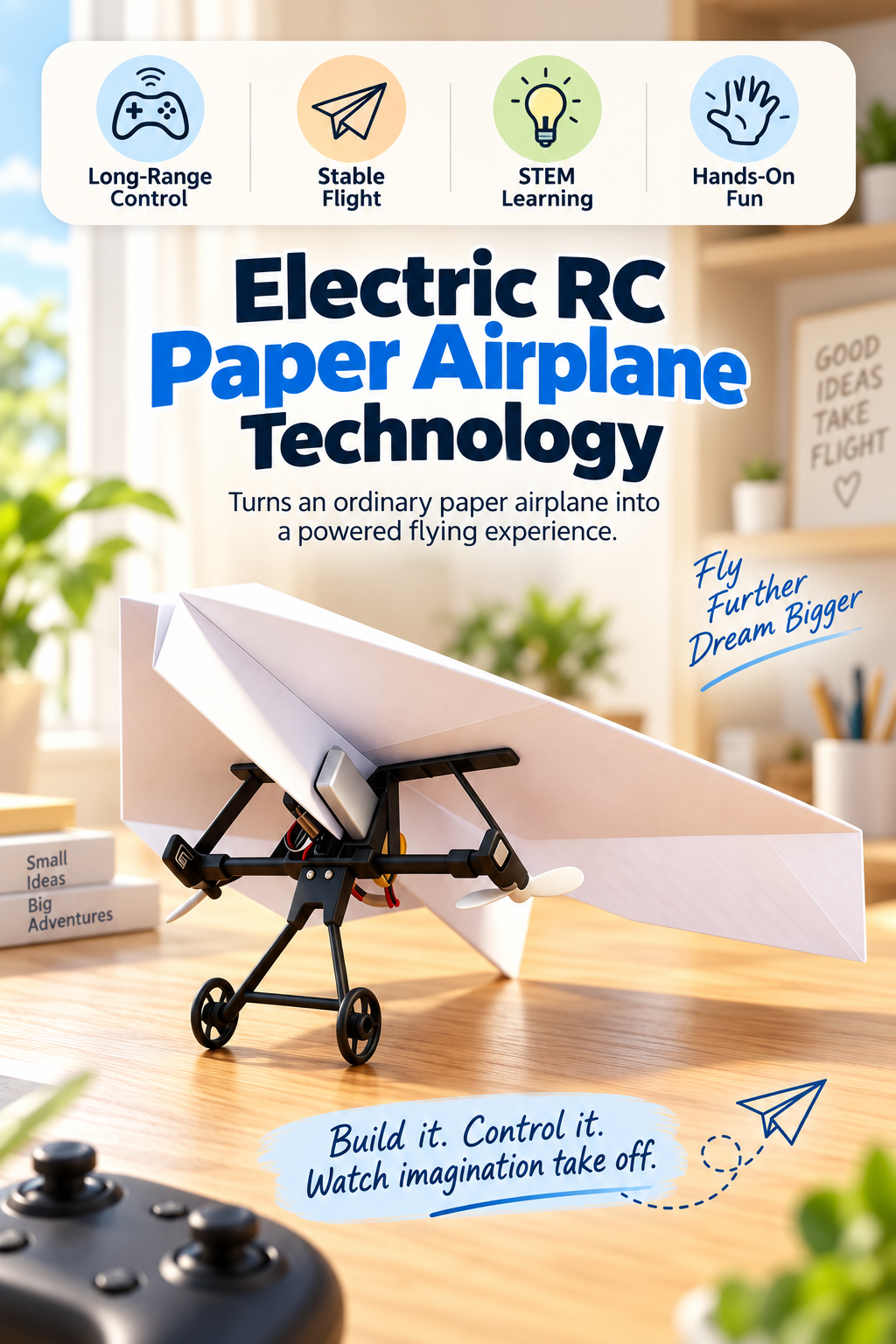 ✈️ RC Paper Airplane Kit | Gyro Stabilizer, Dual Propellers, DIY Flying Toy