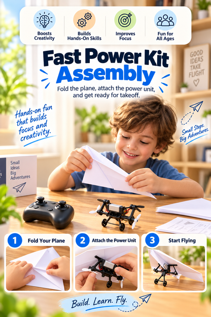 ✈️ RC Paper Airplane Kit | Gyro Stabilizer, Dual Propellers, DIY Flying Toy