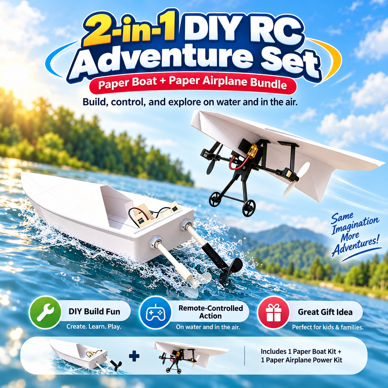 ✈️ RC Paper Airplane Kit | Gyro Stabilizer, Dual Propellers, DIY Flying Toy