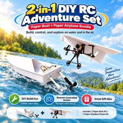 ✈️ RC Paper Airplane Kit | Gyro Stabilizer, Dual Propellers, DIY Flying Toy