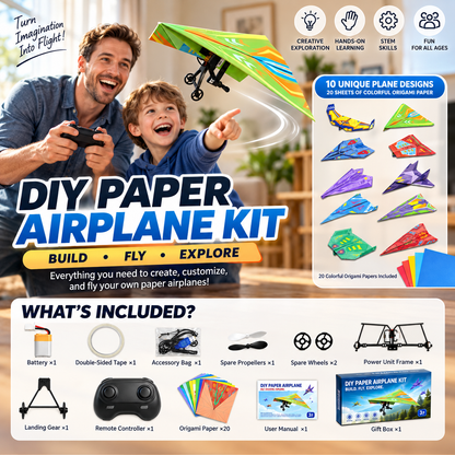 ✈️ RC Paper Airplane Kit | Gyro Stabilizer, Dual Propellers, DIY Flying Toy