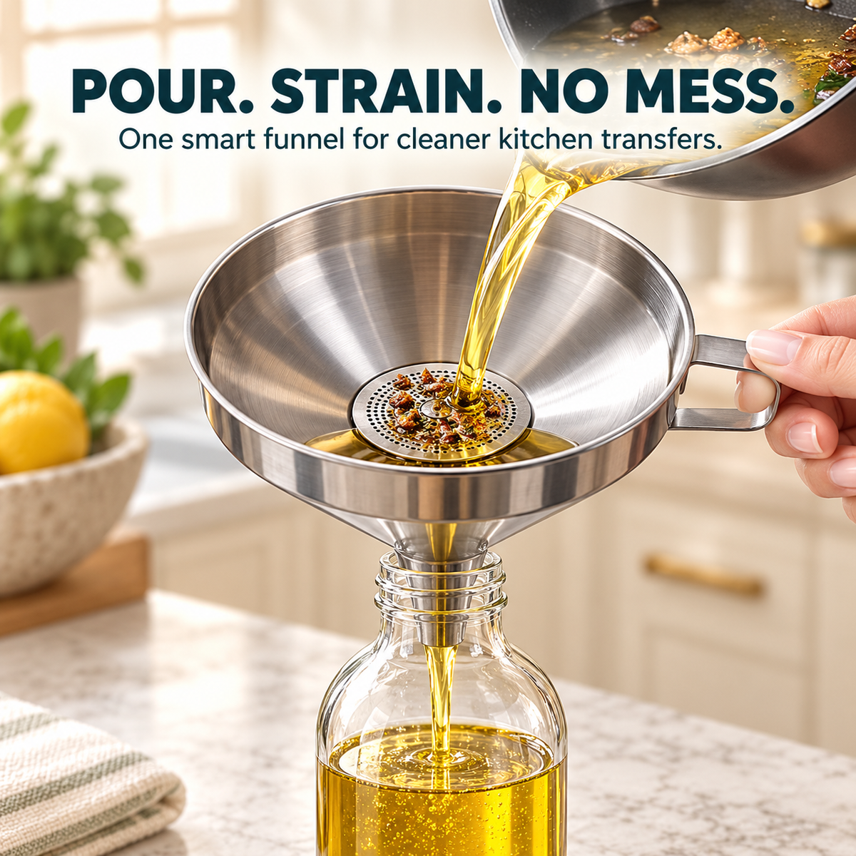 Stainless Steel Kitchen Funnel 🥄 – Easy Pouring & Straining
