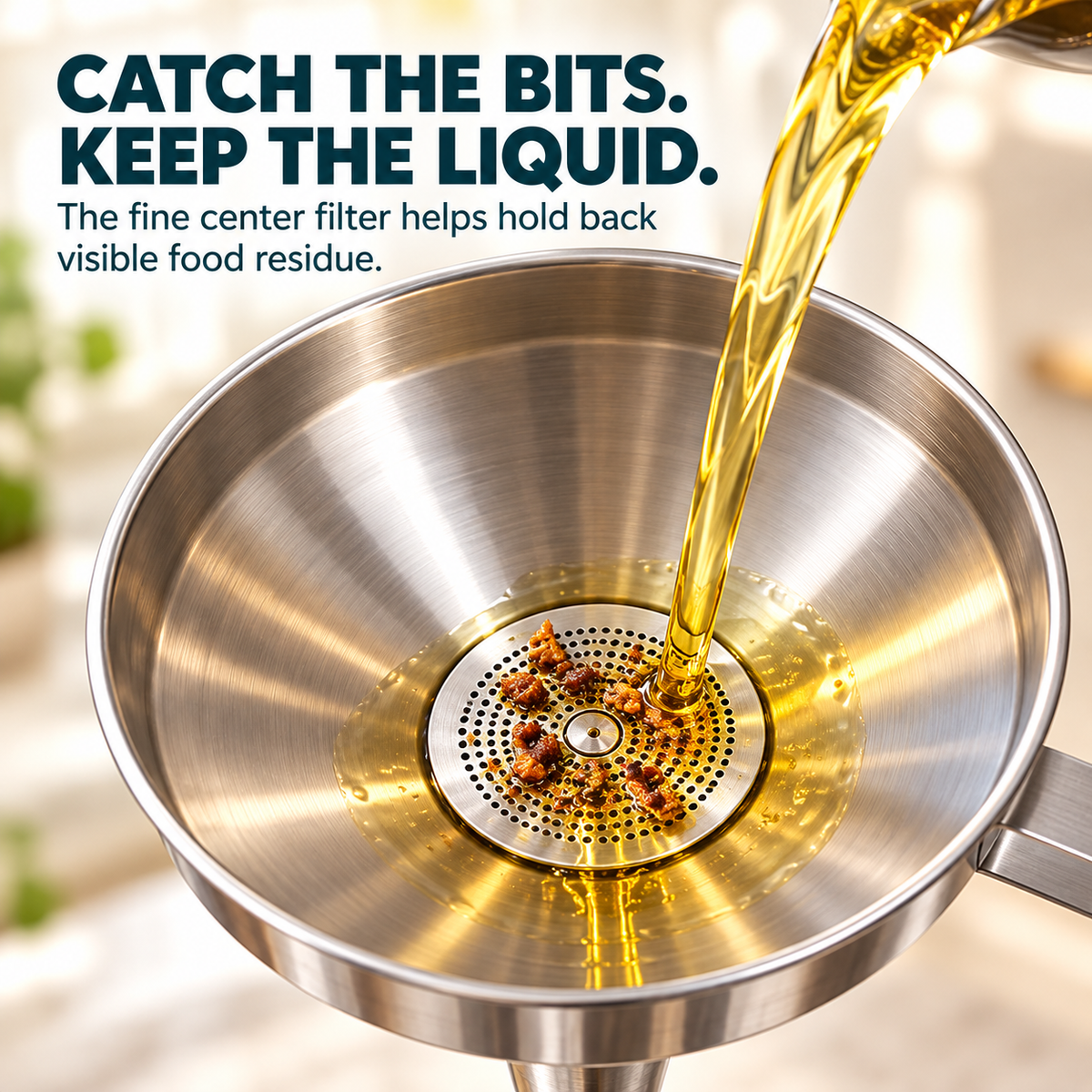 Stainless Steel Kitchen Funnel 🥄 – Easy Pouring & Straining