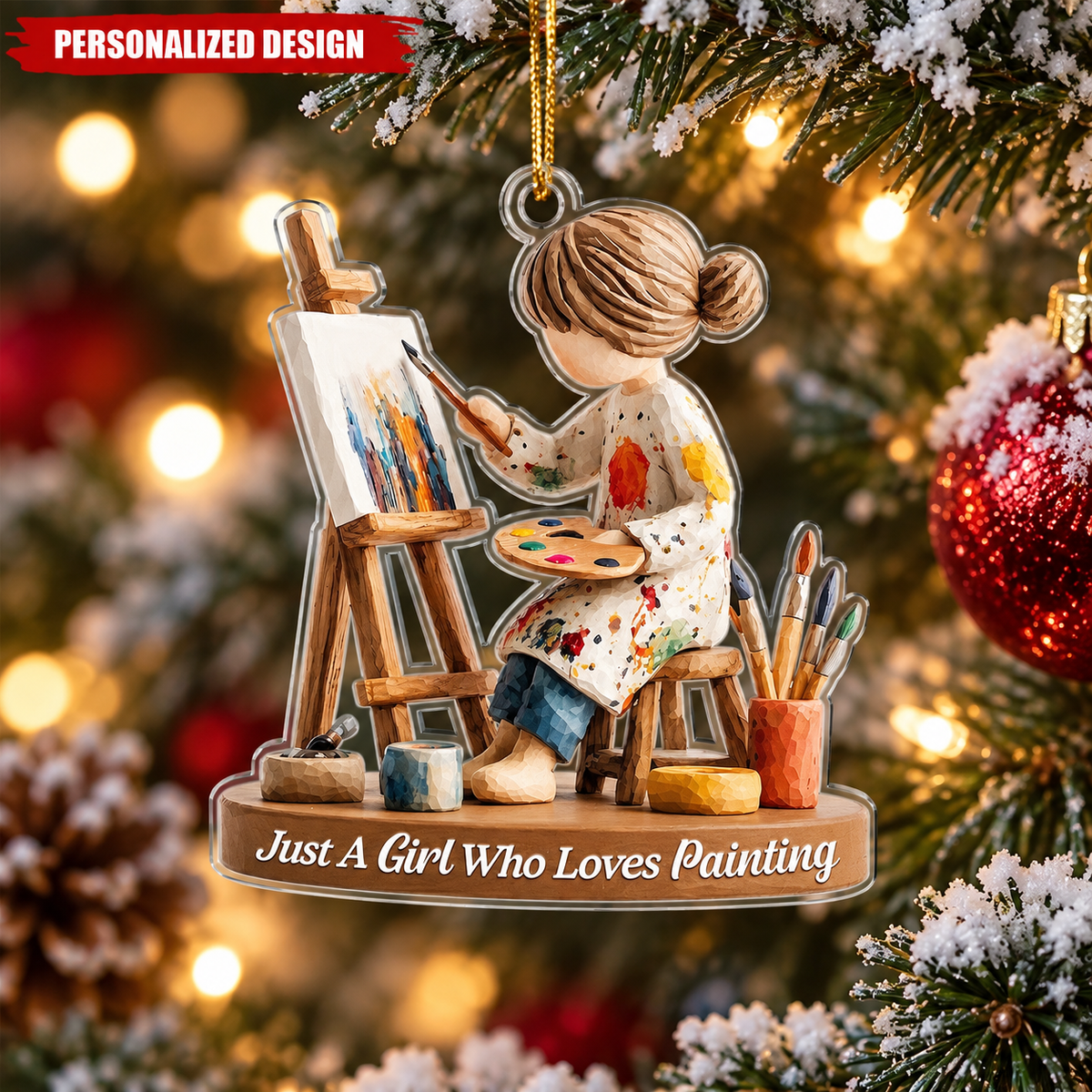 🎨 Personalized Artist Christmas Ornament | Gift for Girls Who Love Painting