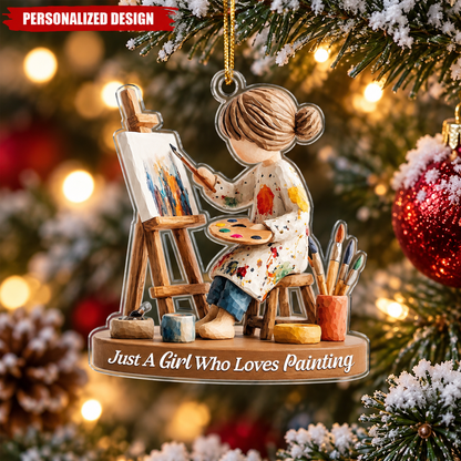 🎨 Personalized Artist Christmas Ornament | Gift for Girls Who Love Painting