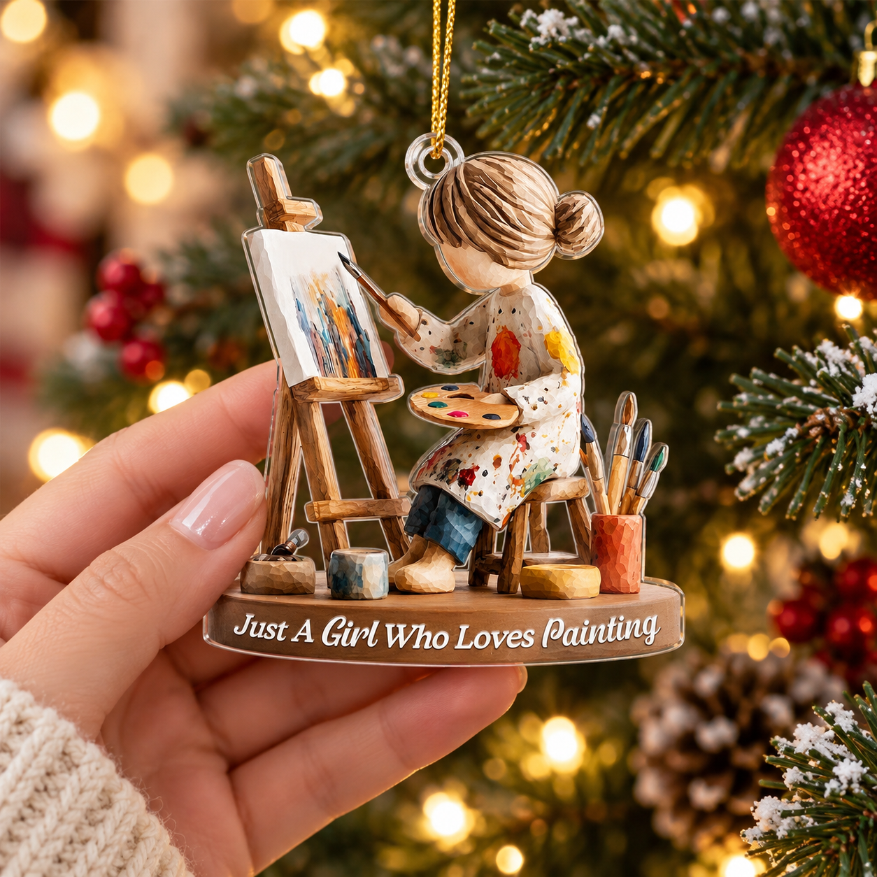 🎨 Personalized Artist Christmas Ornament | Gift for Girls Who Love Painting
