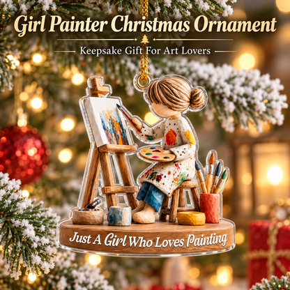🎨 Personalized Artist Christmas Ornament | Gift for Girls Who Love Painting
