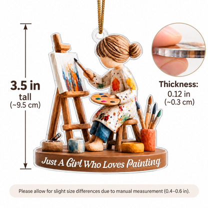 🎨 Personalized Artist Christmas Ornament | Gift for Girls Who Love Painting