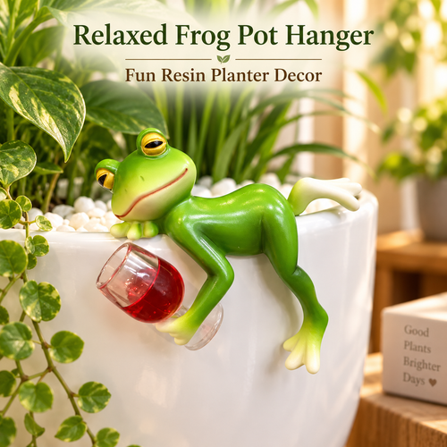 🐸 Resin Frog Pot Hanger Decor | Cute Whimsical Frog Figurine for Plant Pots