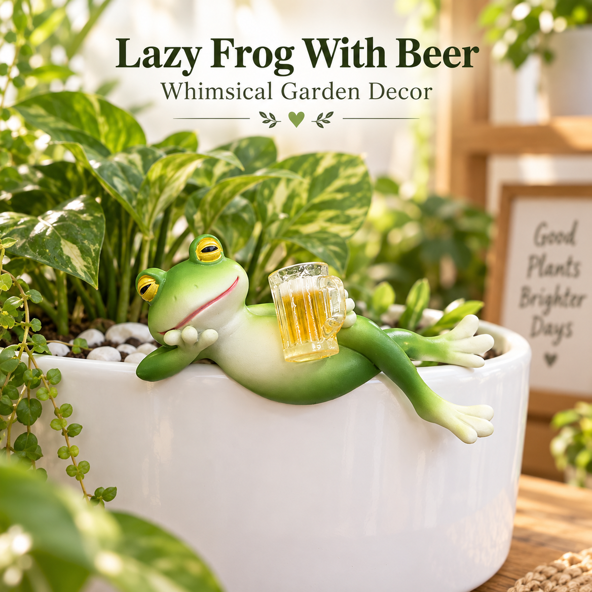 🐸 Resin Frog Pot Hanger Decor | Cute Whimsical Frog Figurine for Plant Pots